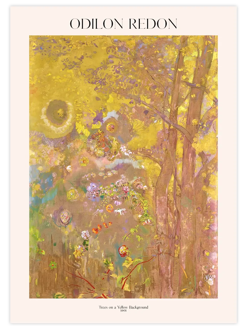 Odilon Redon Trees on a Yellow Background - Art Print Ünlü Ressamlar Poster