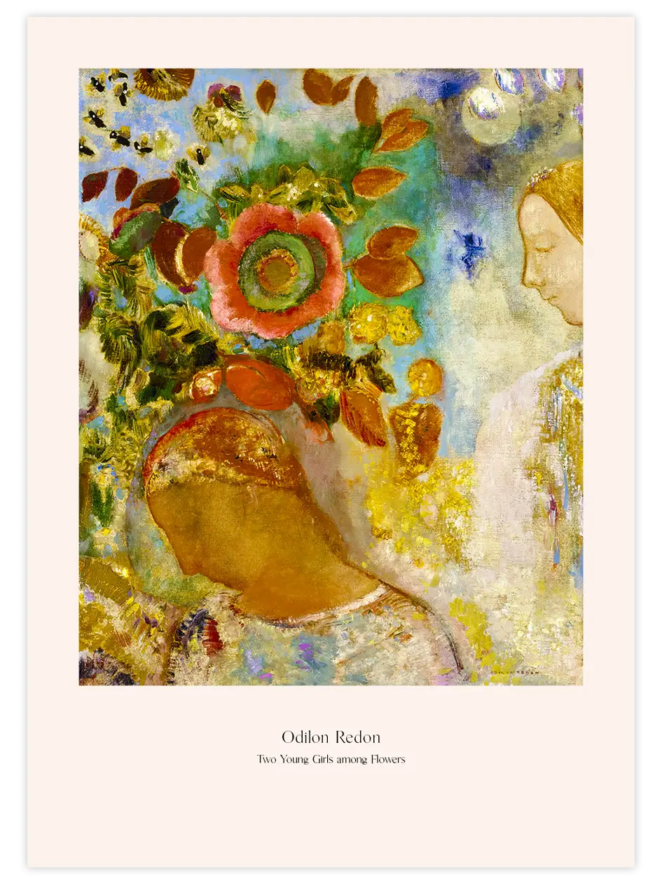 Odilon Redon Flower Two Young Girls among Flowers - Art Print Ünlü Ressamlar Poster