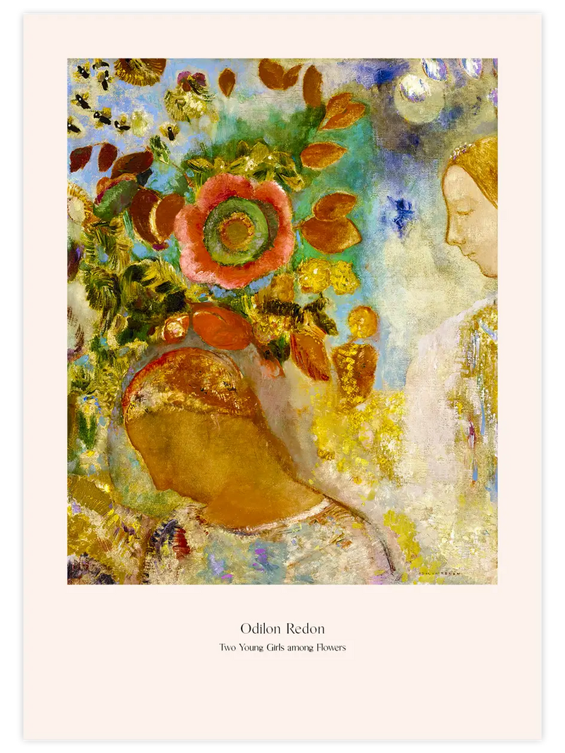 Odilon Redon Flower Two Young Girls among Flowers - Art Print Ünlü Ressamlar Poster