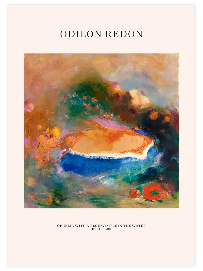 Odilon Redon Ophelia with a Blue Wimple in the Water - Art Print Ünlü Ressamlar Poster