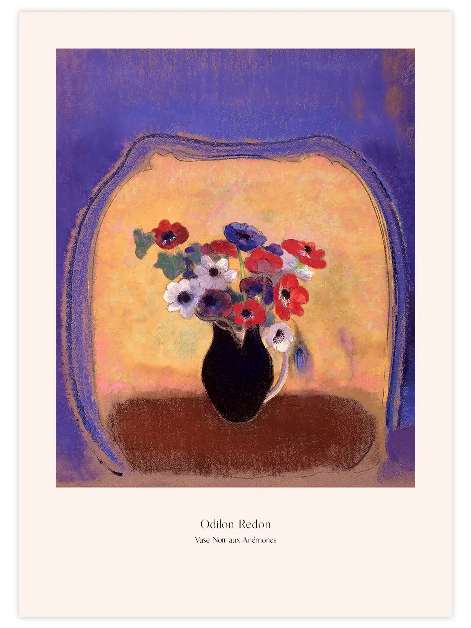 Odilon Redon Vase Noir aux Anémones - Art Print Ünlü Ressamlar Poster