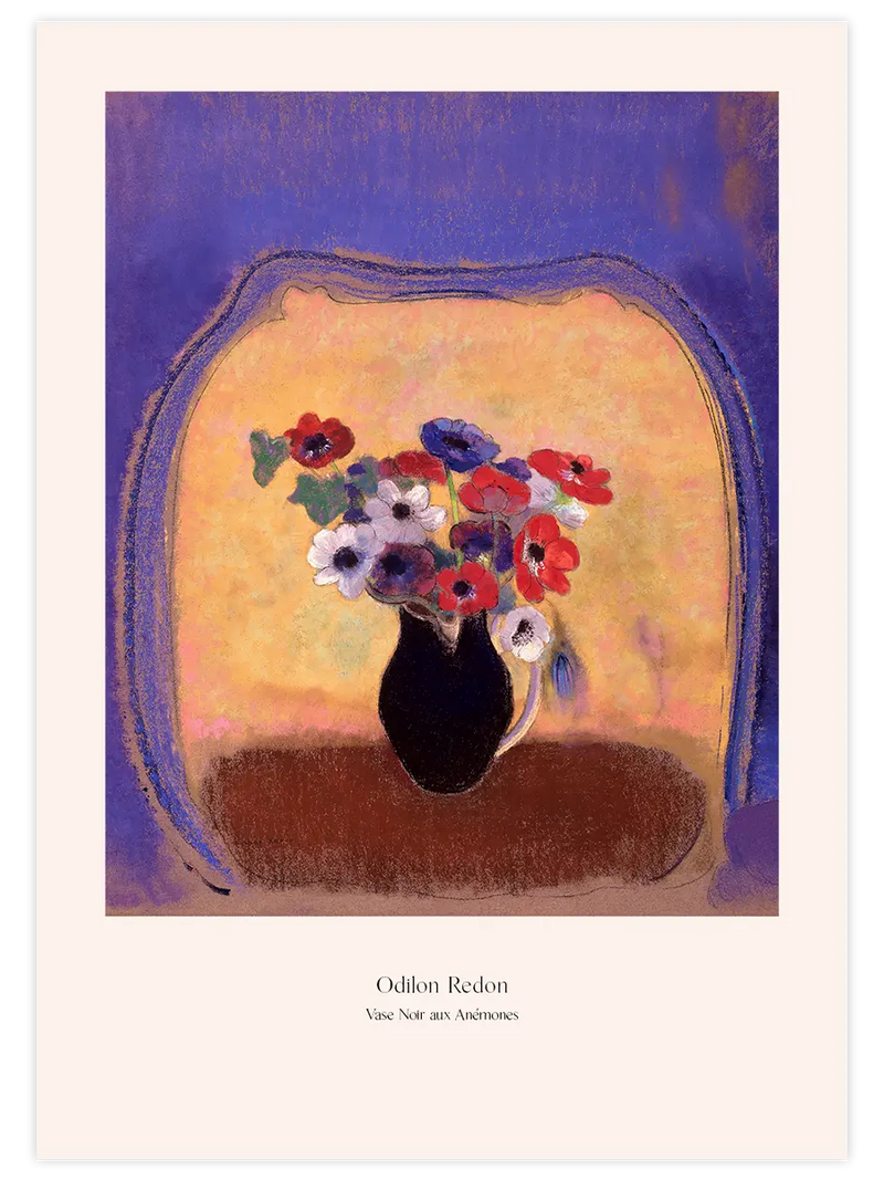 Odilon Redon Vase Noir aux Anémones - Art Print Ünlü Ressamlar Poster