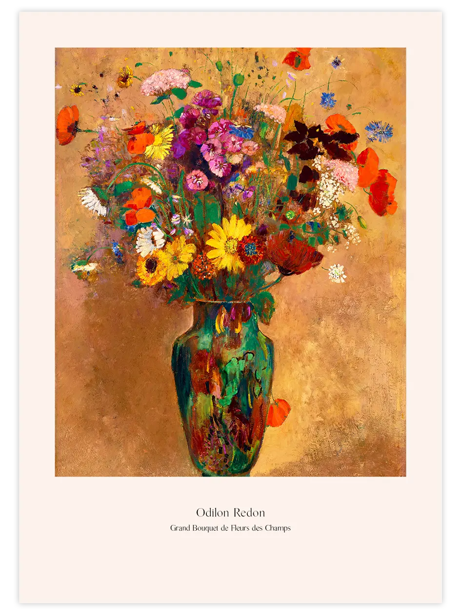 Odilon Redon Grand Bouquet de Fleurs des Champs - Art Print Ünlü Ressamlar Poster