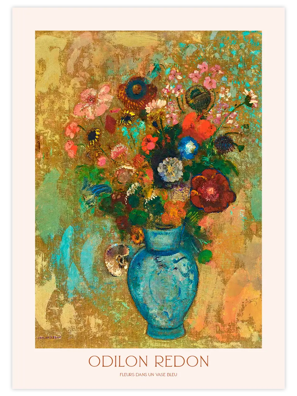 Odilon Redon Fleurs dans un Vase Bleu - Art Print Ünlü Ressamlar Poster