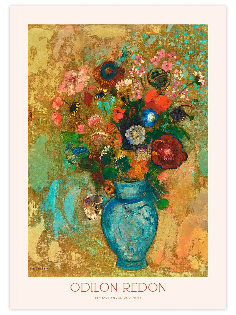 Odilon Redon Fleurs dans un Vase Bleu - Art Print Ünlü Ressamlar Poster