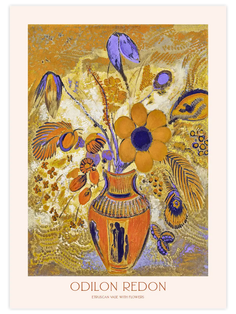 Odilon Redon Etruscan Vase with Flowers - Art Print Ünlü Ressamlar Poster