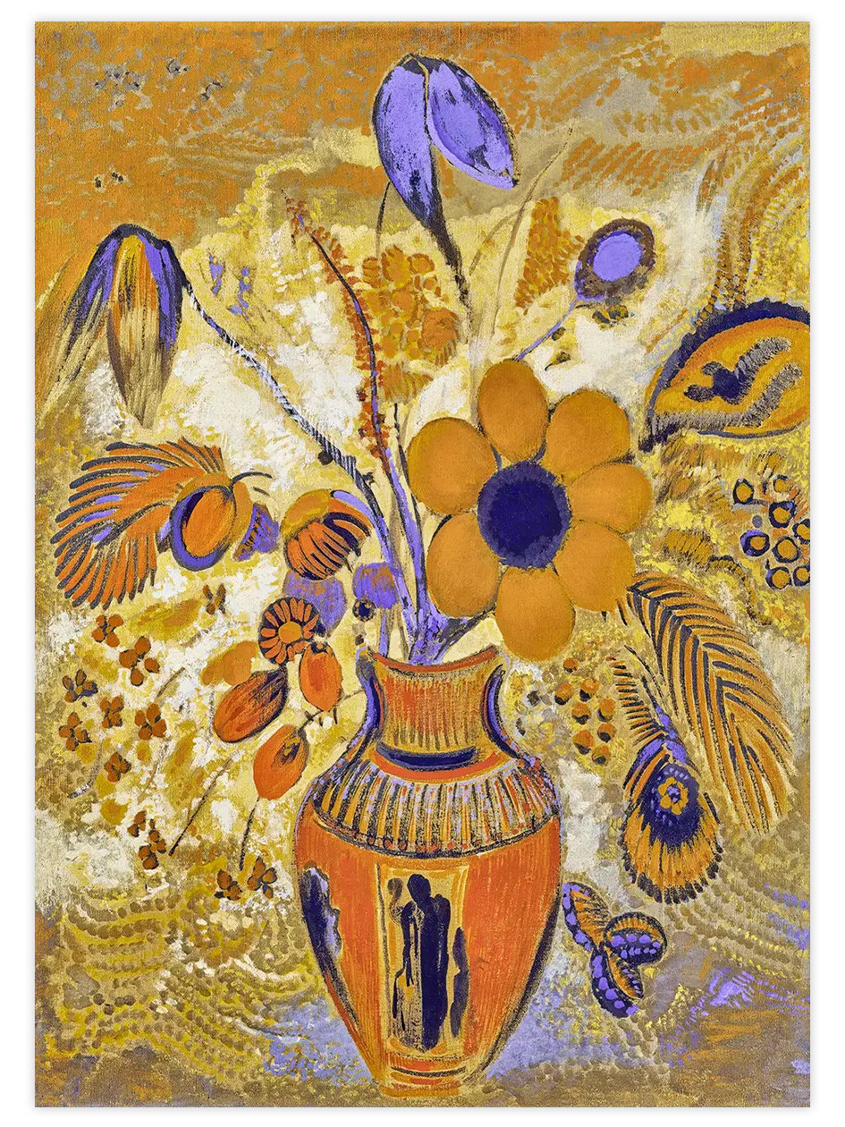 Odilon Redon Çiçekli Etrüsk Vazosu - Art Print Ünlü Ressamlar Poster