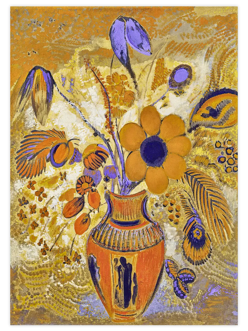Odilon Redon Çiçekli Etrüsk Vazosu - Art Print Ünlü Ressamlar Poster