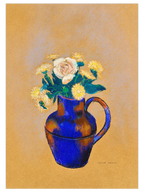 Odilon Redon Mavi Vazo, Turuncu Kadife Çiçekleri - Art Print