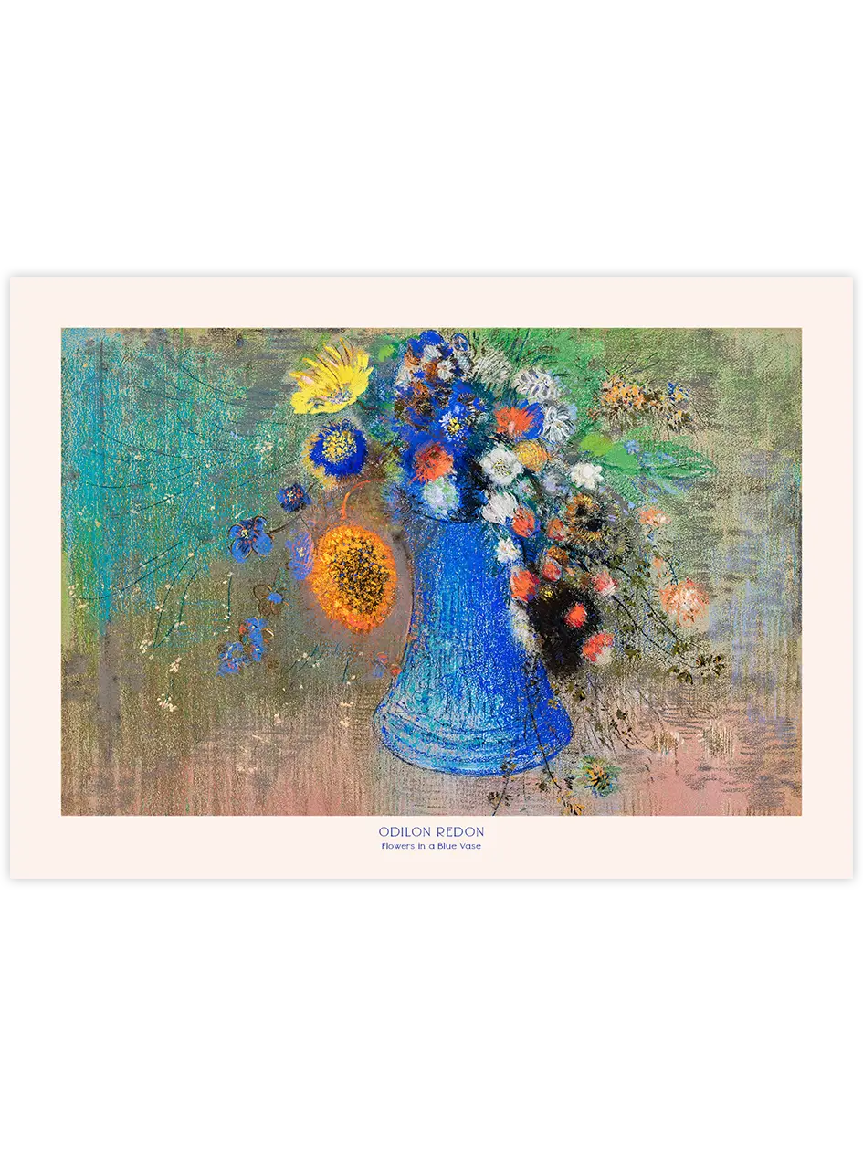 Odilon Redon Flowers in a Blue Vase - Art Print
