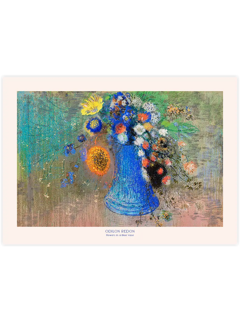 Odilon Redon Flowers in a Blue Vase - Art Print Ünlü Ressamlar Poster
