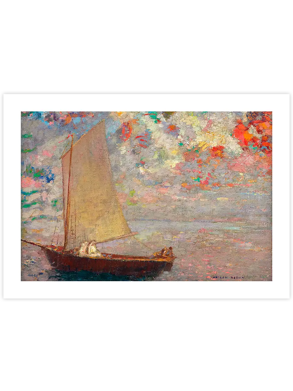 Odilon Redon La Barque aux Deux Femmes Blanches - Art Print Ünlü Ressamlar Poster