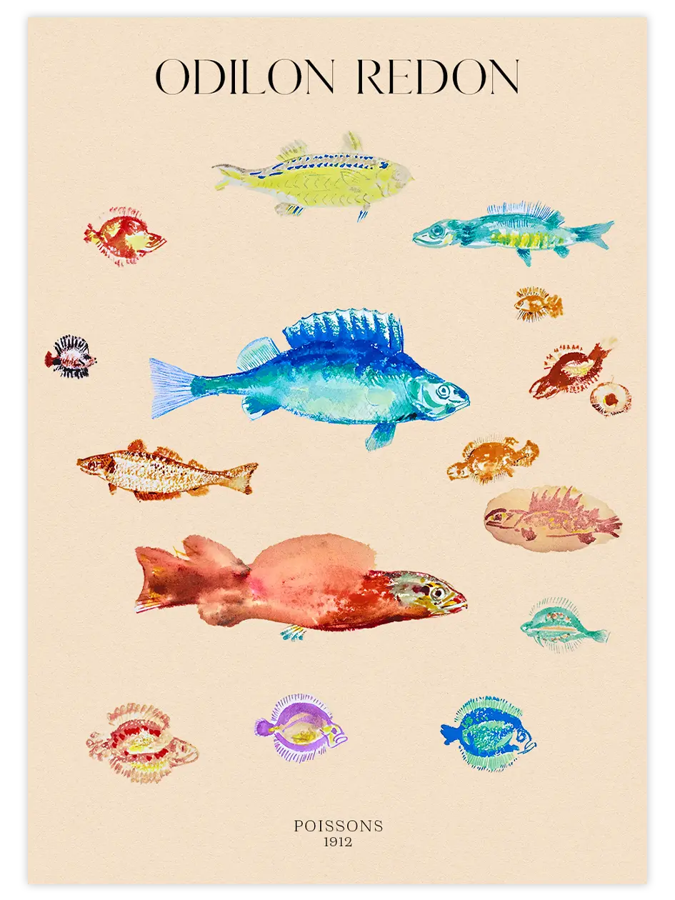 Odilon Redon Poissons - Art Print Ünlü Ressamlar Poster