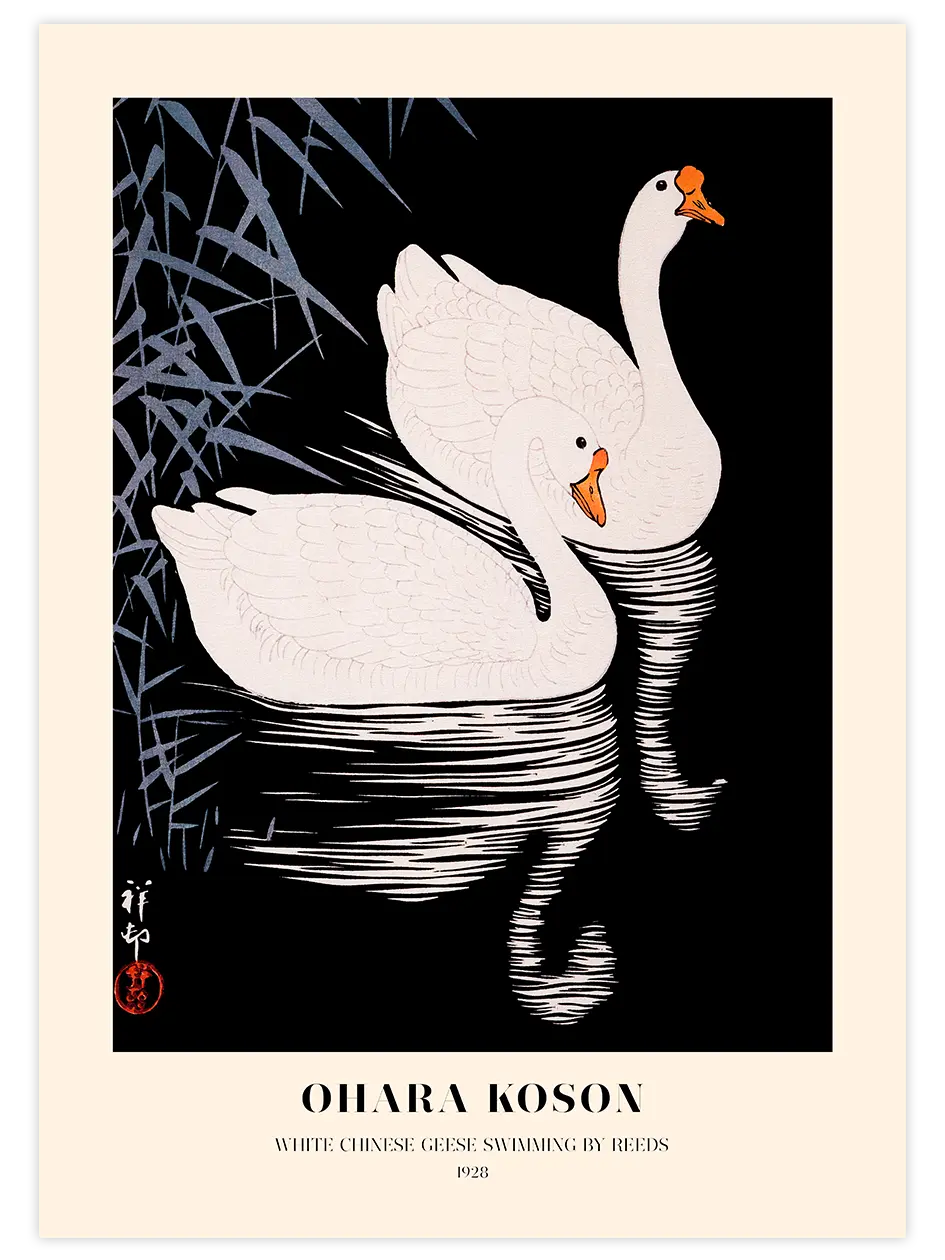 Ohara Koson White Chinese Geese - Art Print Ünlü Ressamlar Poster