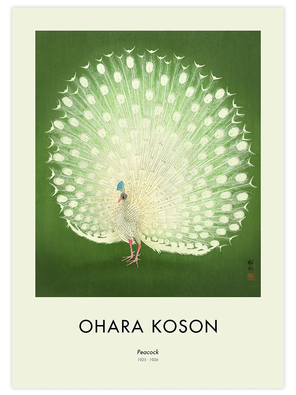 Ohara Koson Peacock - Art Print Ünlü Ressamlar Poster