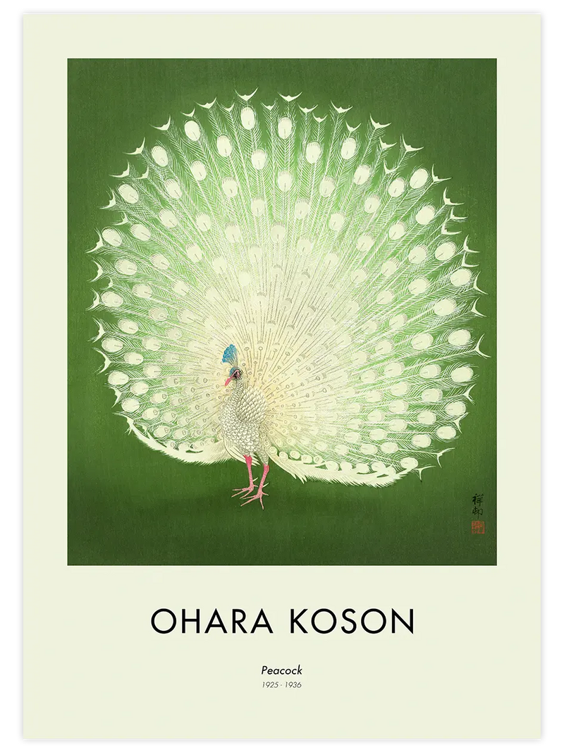 Ohara Koson Peacock - Art Print Ünlü Ressamlar Poster