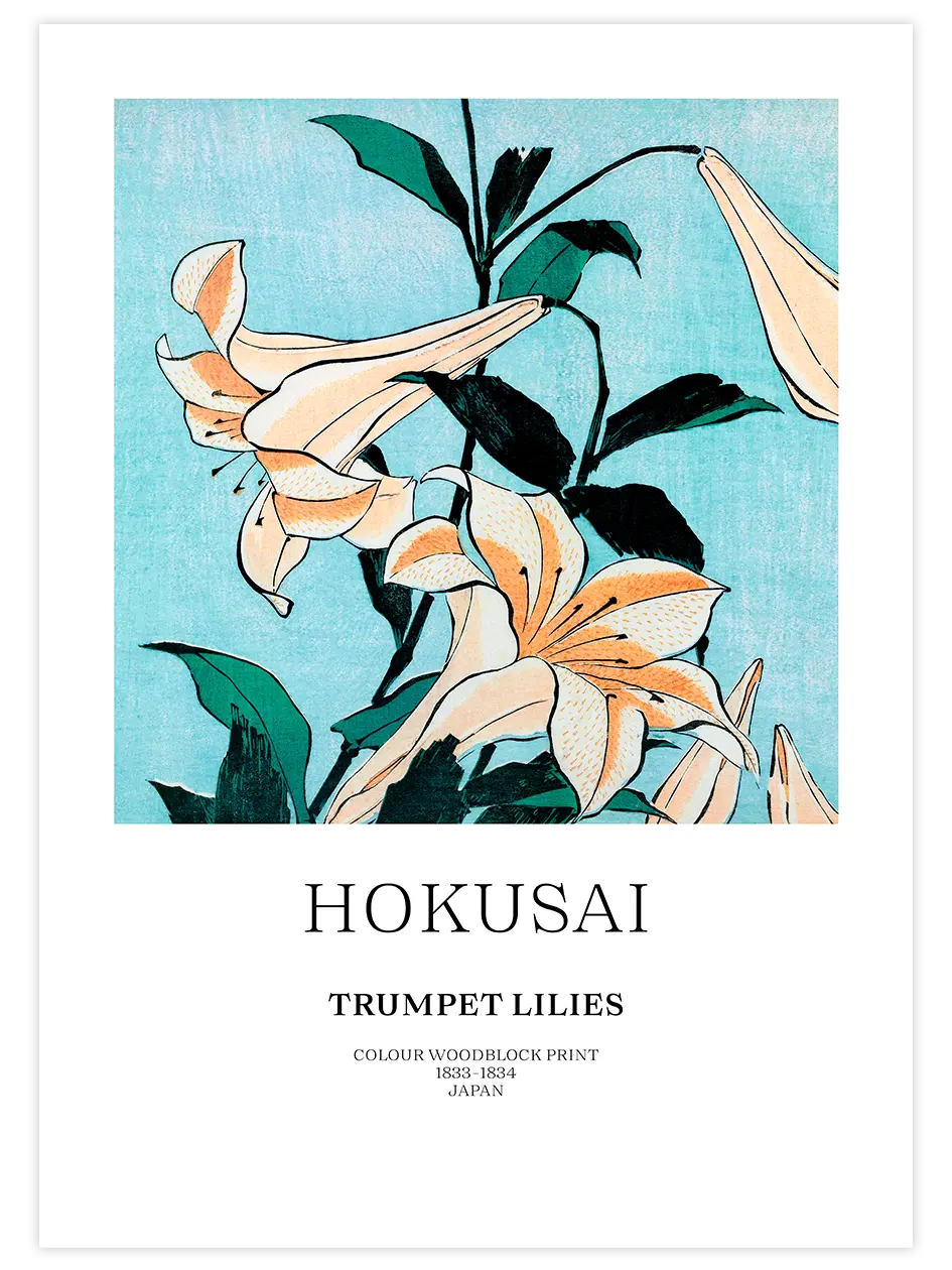 Hokusai Trumpet Lilies - Art Print