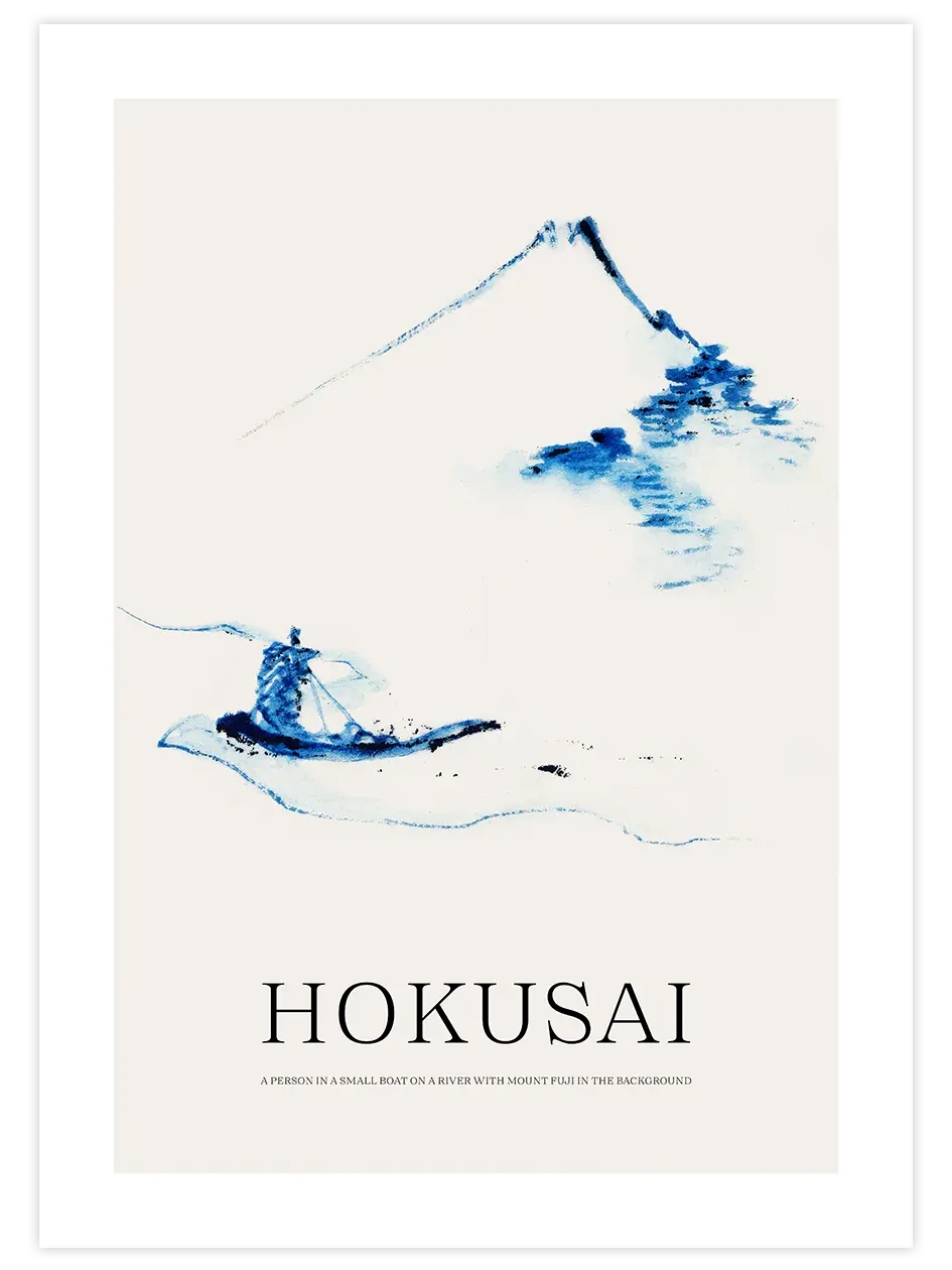 Hokusai A Person In A Small Boat - Art Print