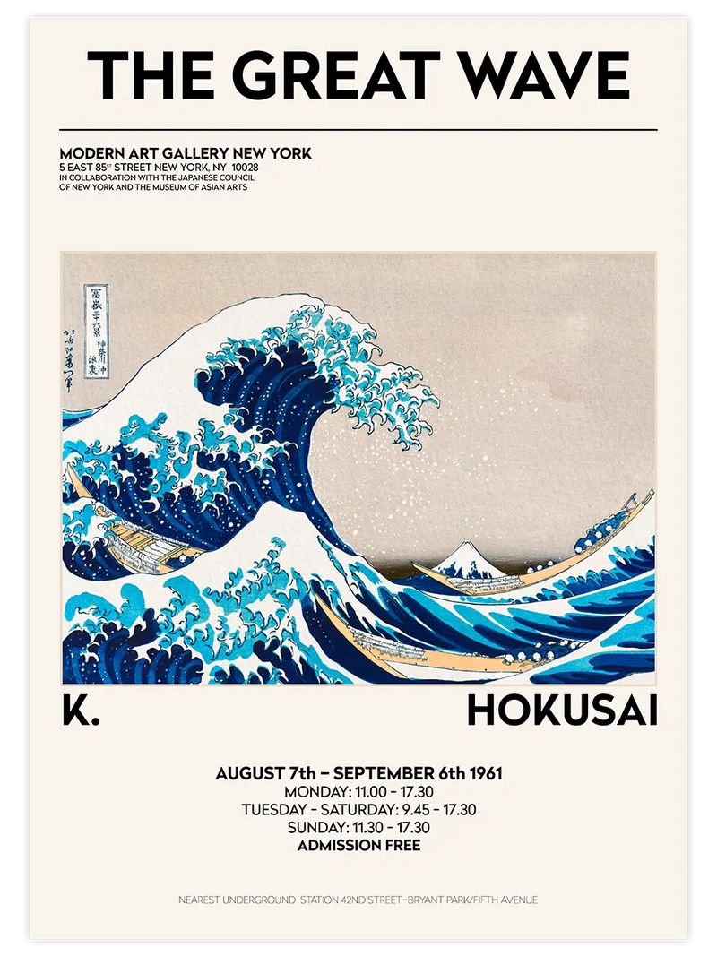 Hokusai Afiş N1 - Art Print Ünlü Ressamlar Poster