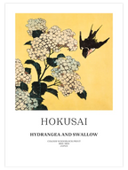 Hokusai Hydrangea And Swallow - Art Print