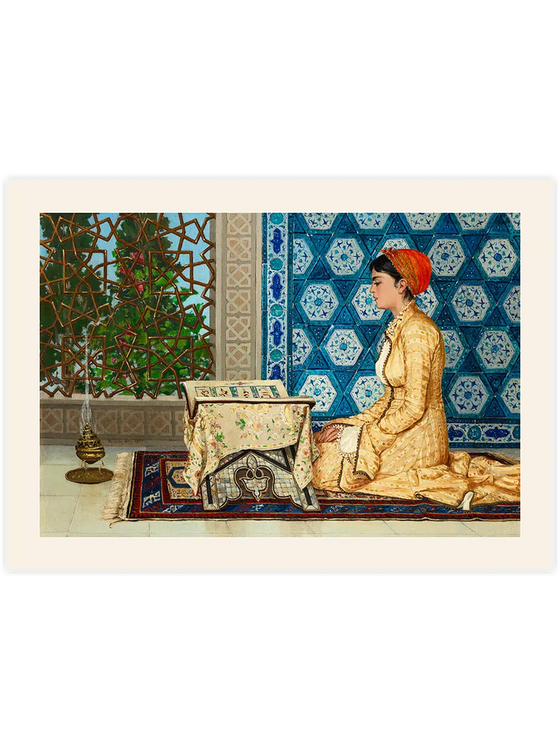 Osman Hamdi Bey Kur'an Okuyan Kız - Art Print Ünlü Ressamlar Poster