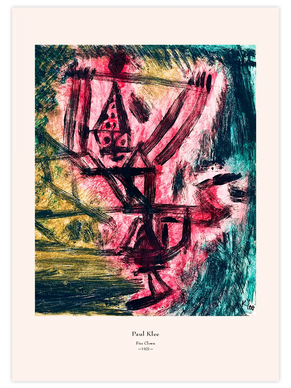 Klee Fire Clown - Art Print Ünlü Ressamlar Poster