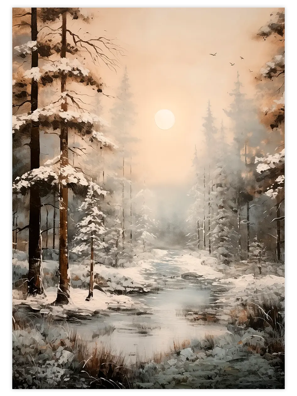 Kış Gün Batımı - Art Print Sanatsal Poster