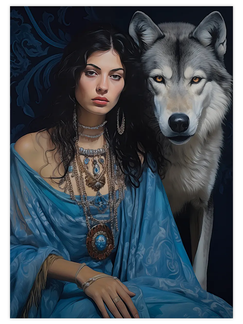 Wild Woman Turquoise - Art Print Sanatsal Poster