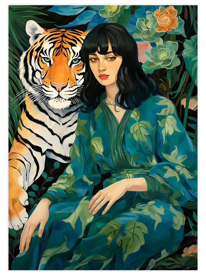 Wild Woman Green - Art Print Sanatsal Poster