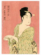 Yeşil Kimonolu Geyşa - Art Print