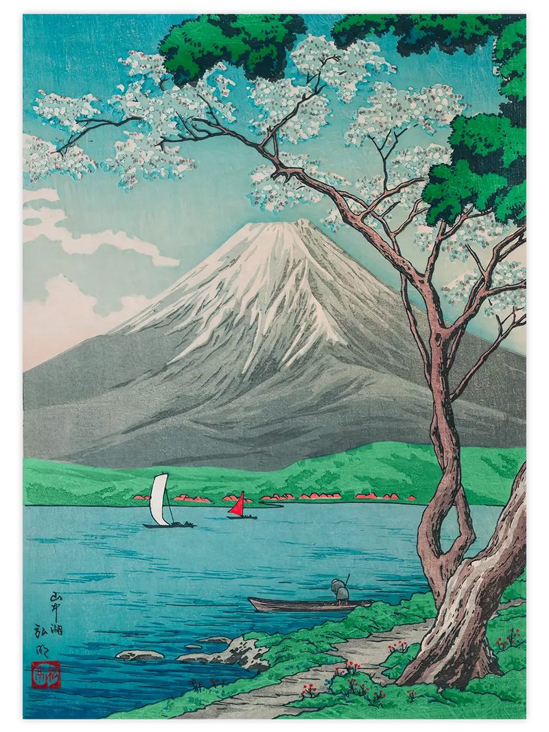 Takahashi Shotei Mount Fuji from Lake Yamanaka - Art Print Ünlü Ressamlar Poster