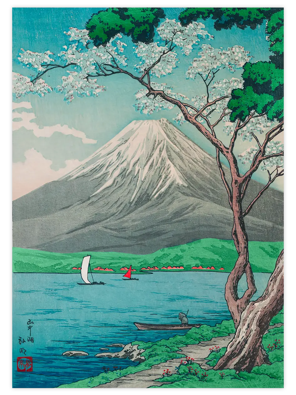 Takahashi Shotei Mount Fuji from Lake Yamanaka - Art Print Ürün ana görseli