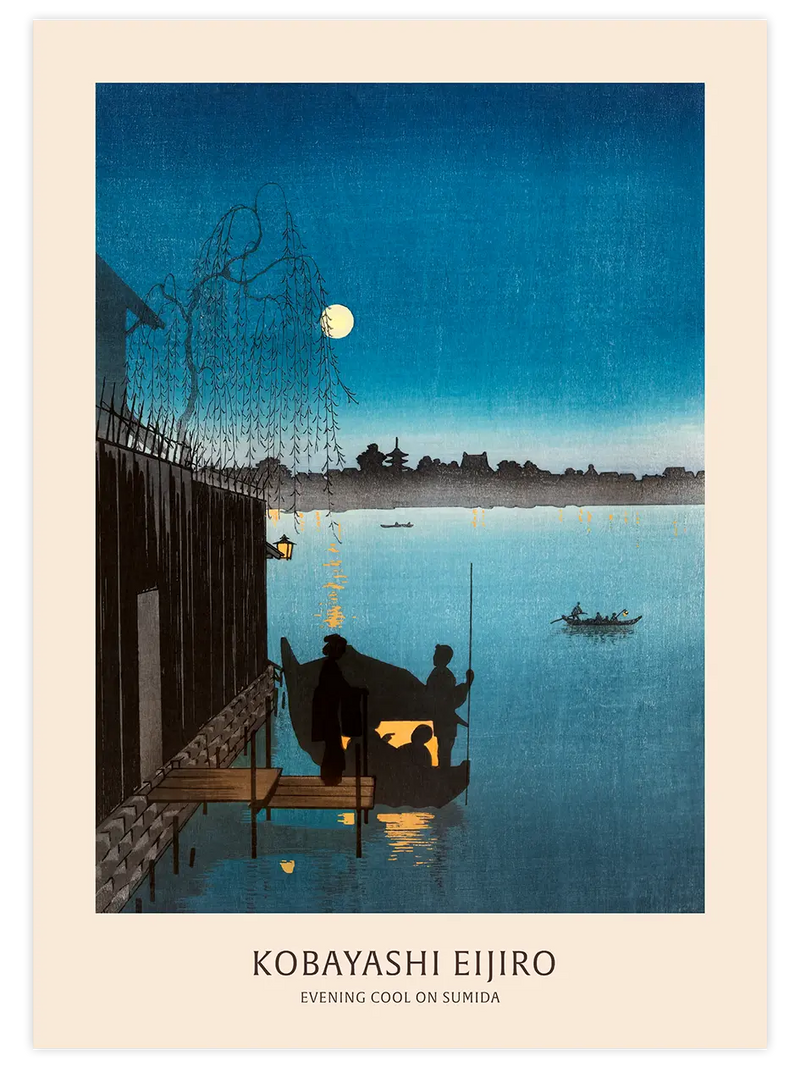 Kobayashi Evening Cool on Sumida - Art Print Ünlü Ressamlar Poster