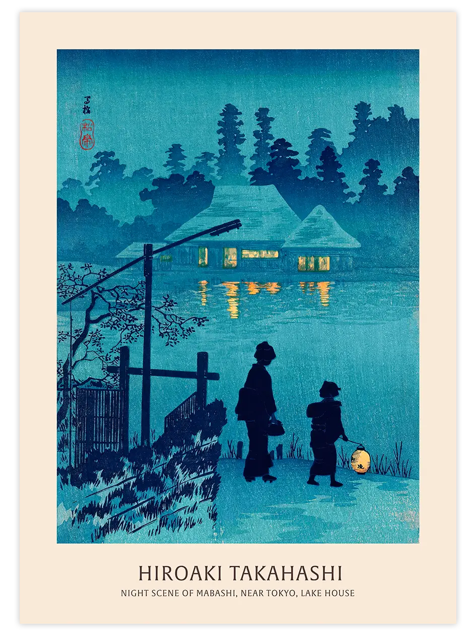 Hiroaki Takahashi Night Scene of Mabashi - Art Print Ünlü Ressamlar Poster