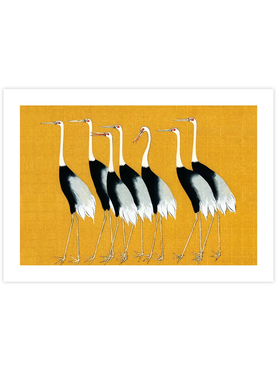 Ogata Korin Gray Cranes - Art Print