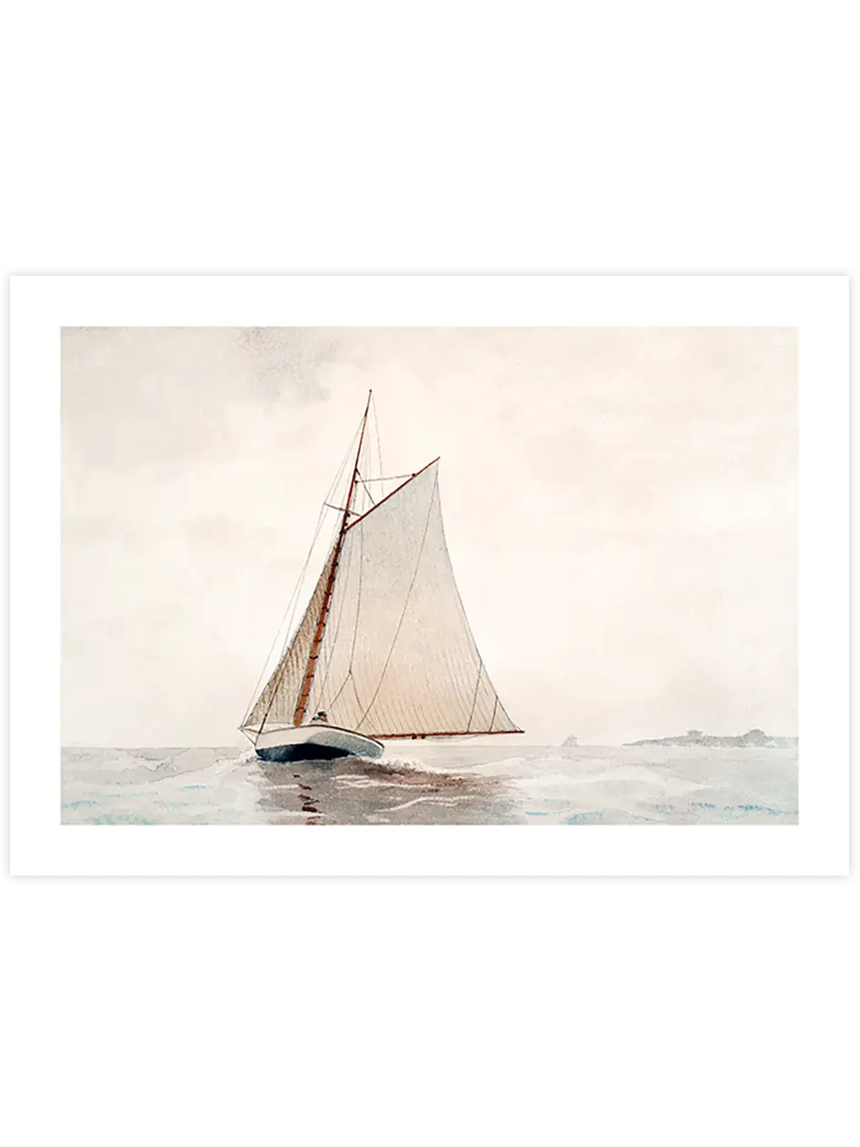Winslow Homer Sailing off Gloucester - Art Print