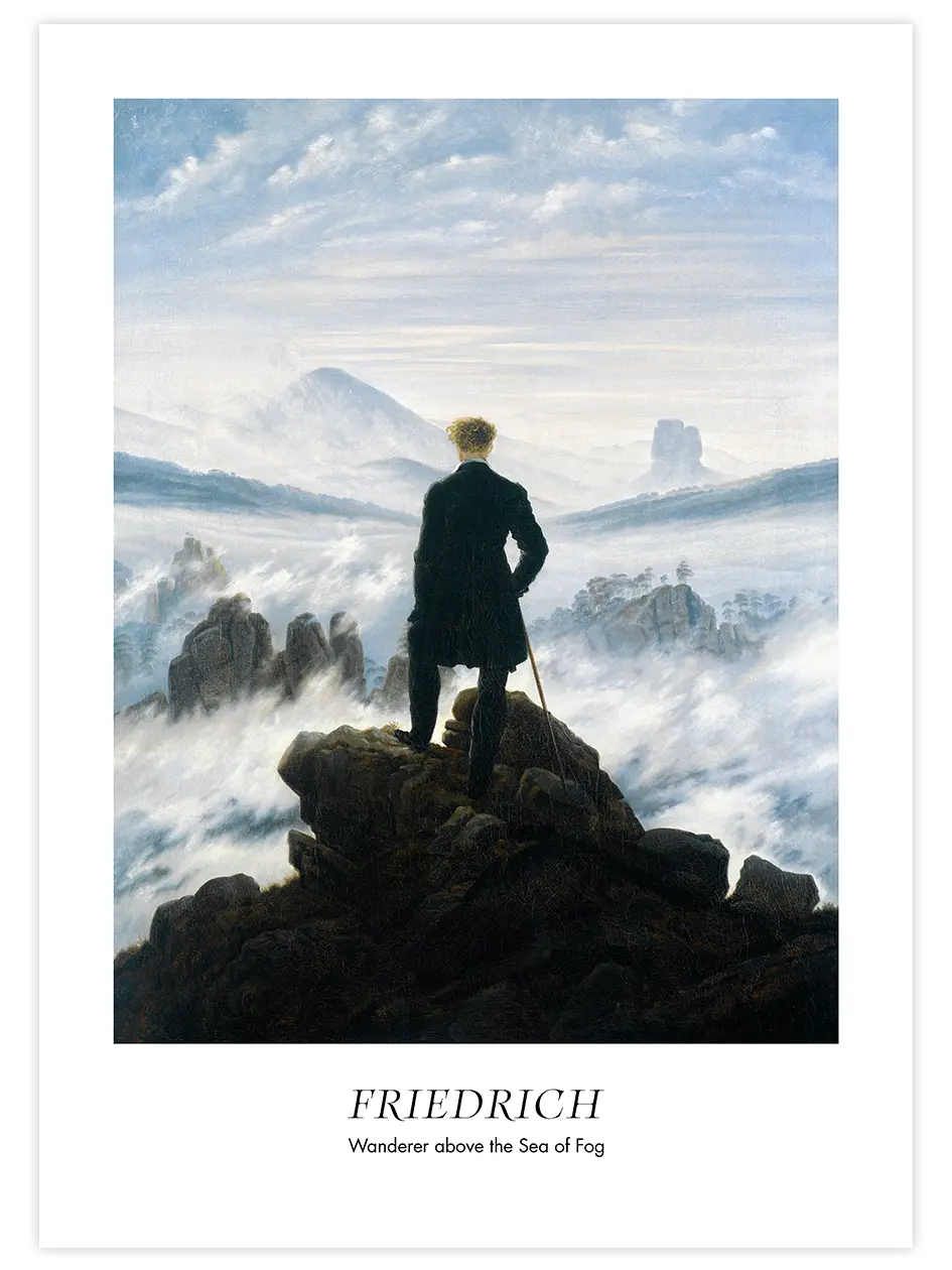 Friedrich Wanderer above the Sea of Fog - Art Print Ürün ana görseli