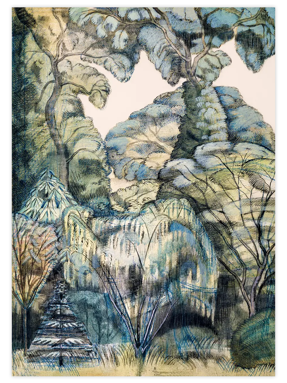 Paul Nash Trees in Bird Garden - Art Print Ünlü Ressamlar Poster