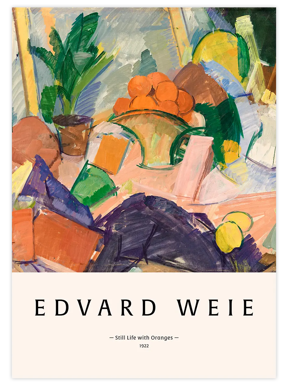 Edvard Weie Still Life with Oranges - Art Print Ünlü Ressamlar Poster
