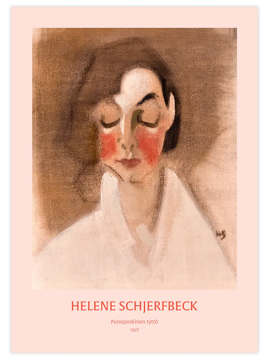 Helene Schjerfbeck Rosy-Cheeked Girl - Art Print Ünlü Ressamlar Poster