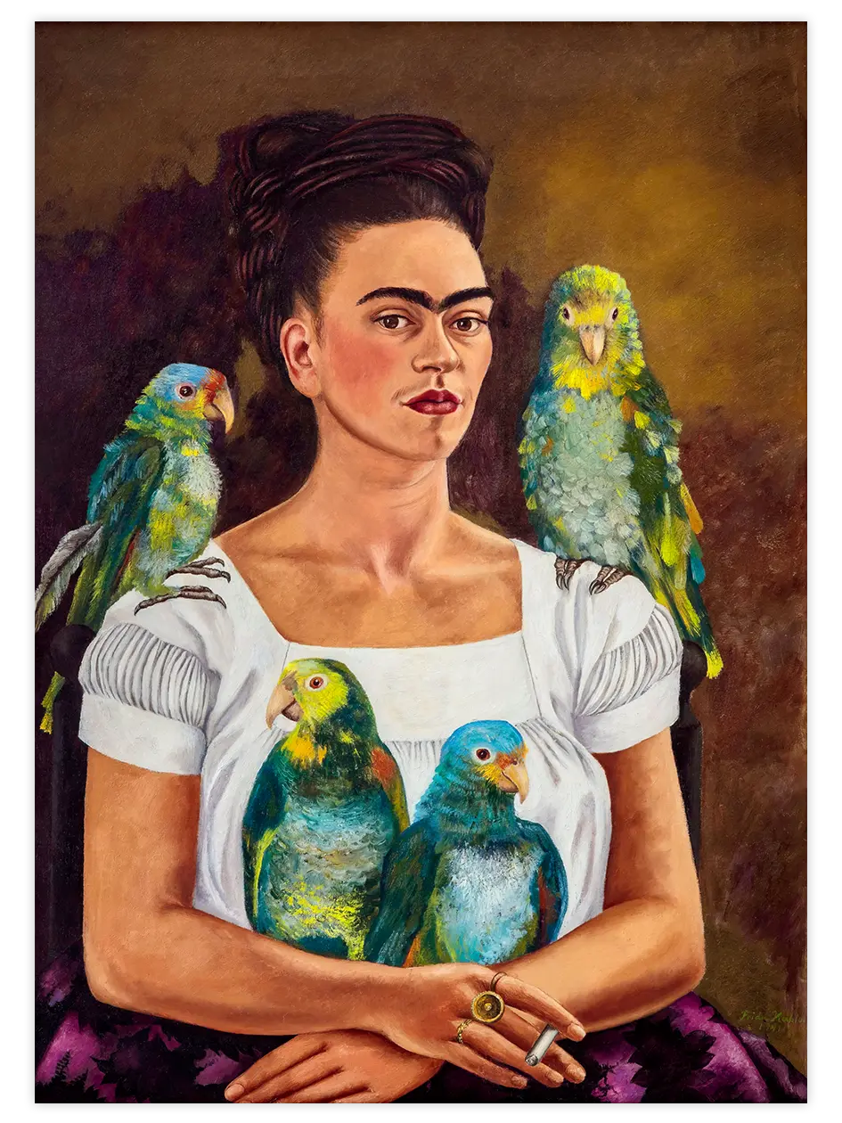 Frida Kahlo Me and My Parrots - Art Print Ünlü Ressamlar Poster