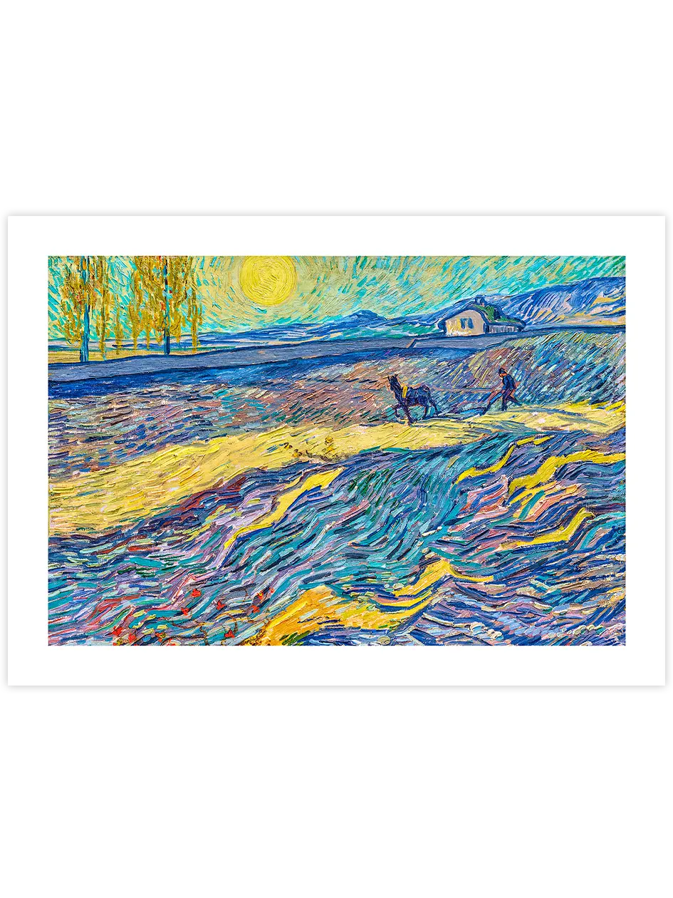 Van Gogh Enclosed Field with Ploughman - Art Print Ünlü Ressamlar Poster