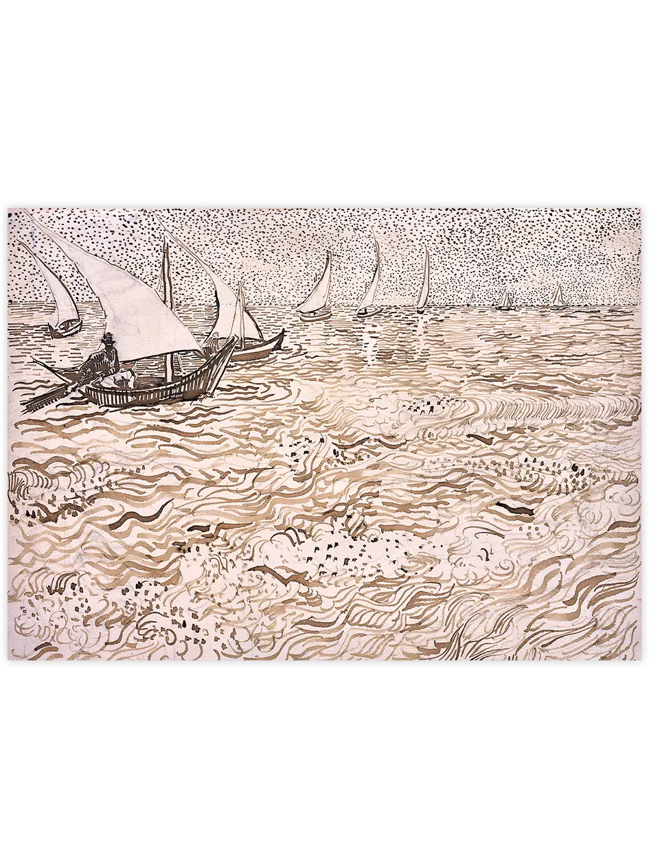 Van Gogh Seascape at Saintes-Maries - Art Print Ünlü Ressamlar Poster