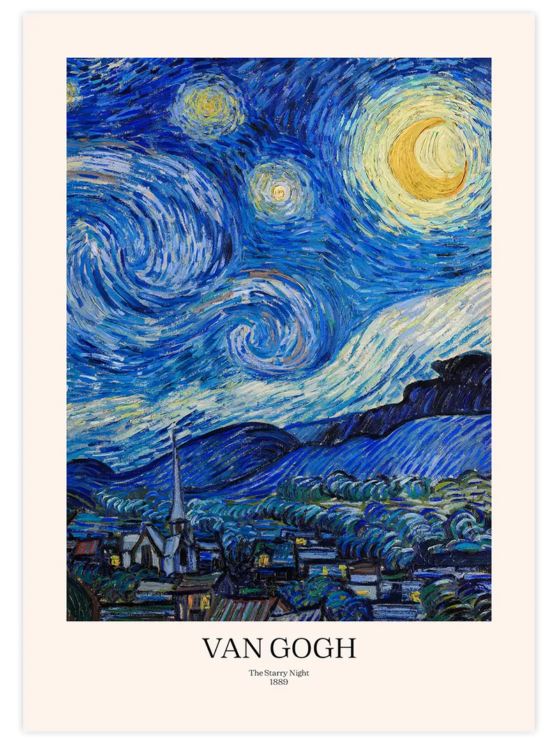 Van Gogh The Starry Night (Yıldızlı Gece) - Art Print Ünlü Ressamlar Poster