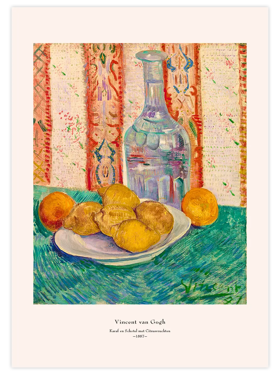 Van Gogh Carafe and Dish with Citrus Fruit - Art Print Ünlü Ressamlar Poster