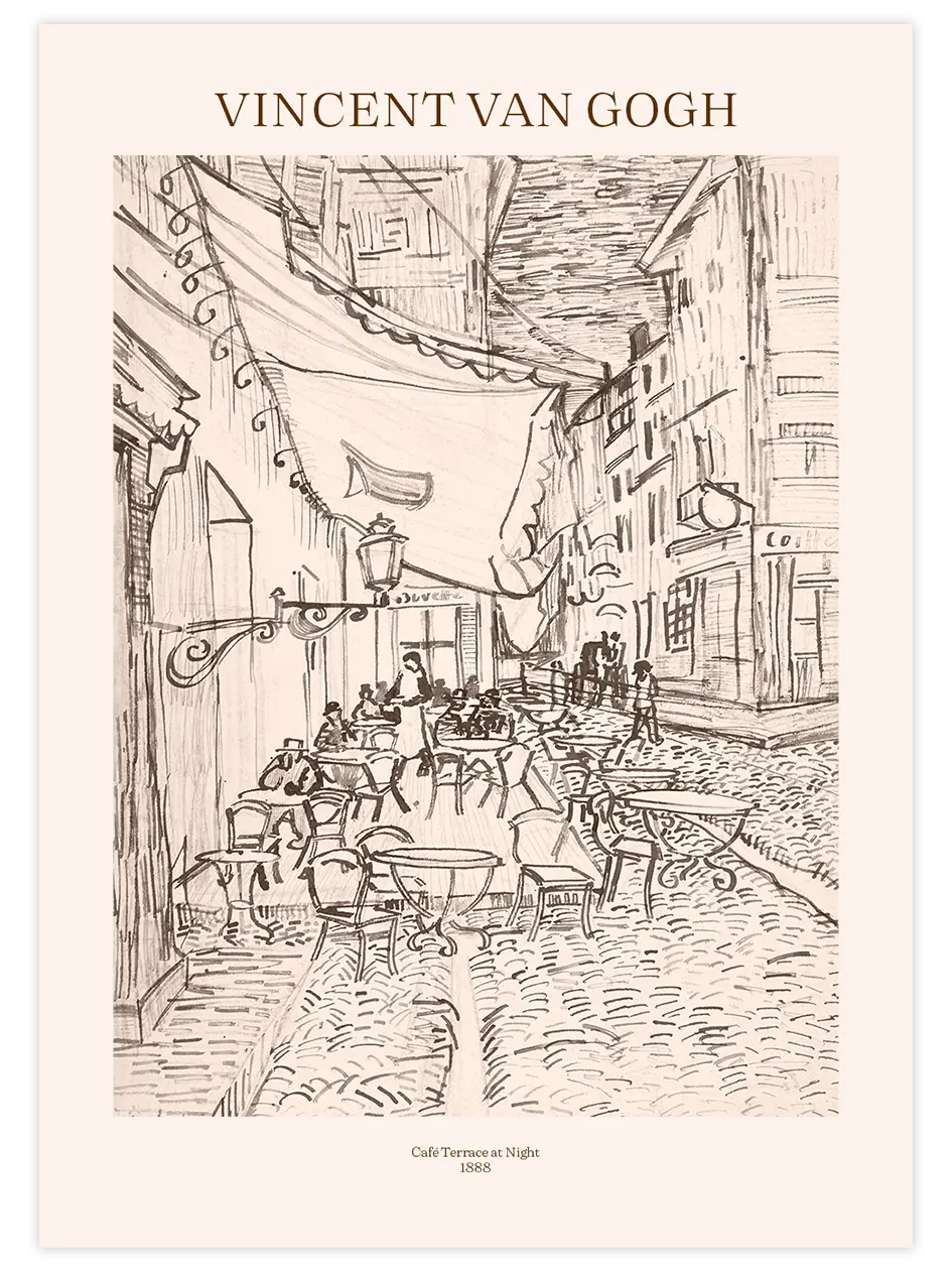 Van Gogh Cafe Terrace at Night - Art Print Ürün ana görseli