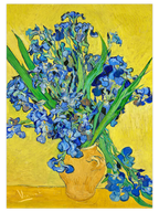 Van Gogh Vase with Irises Against a Yellow Background - Art Print