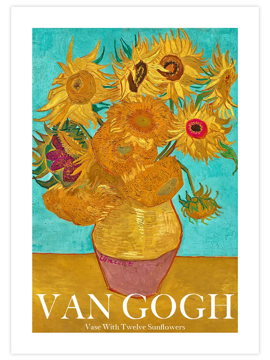 Van Gogh Vase With Twelve Sunflowers - Art Print Ünlü Ressamlar Poster