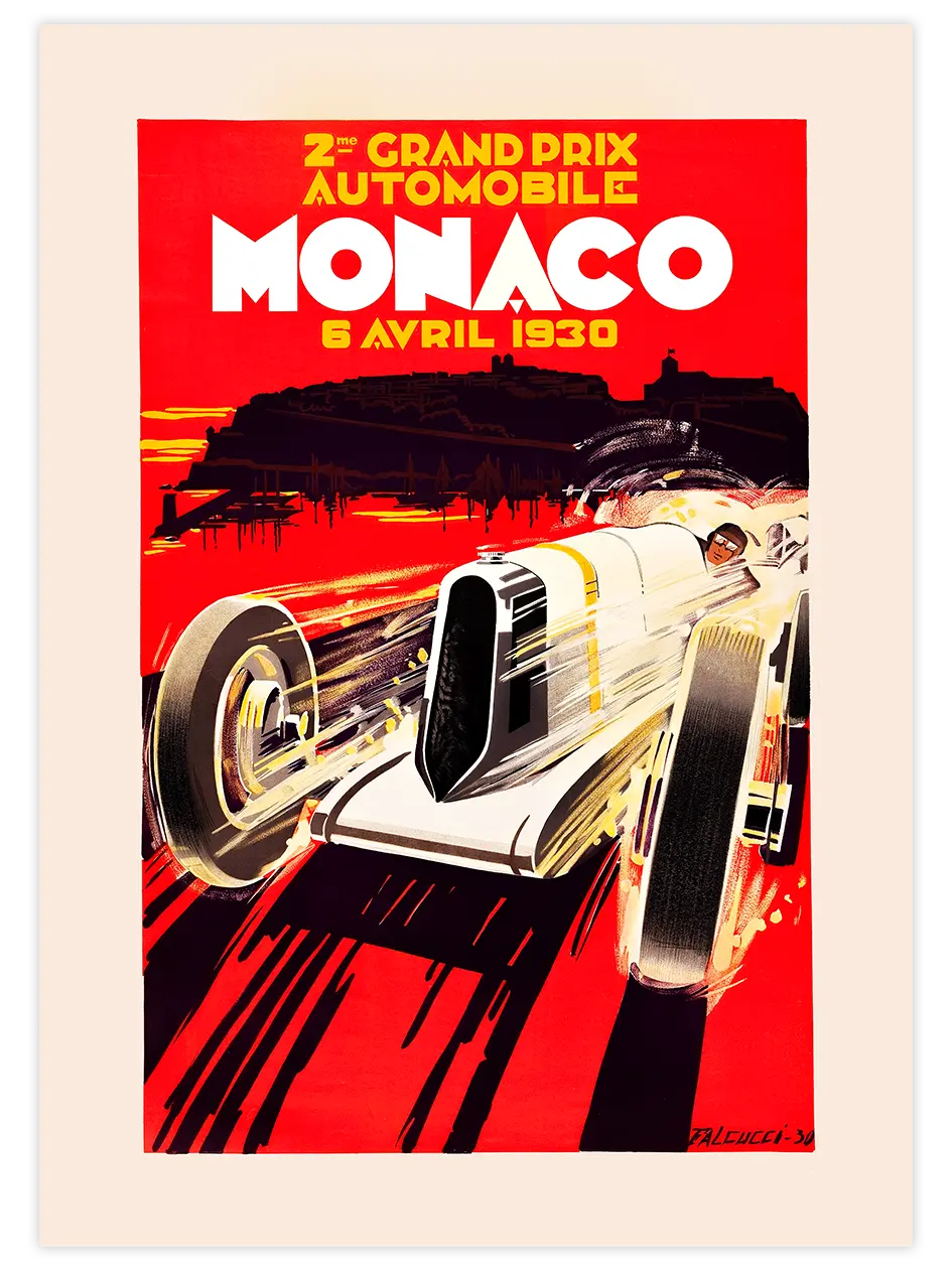 Vintage Grand Prix Monaco 1930 - Art Print Ünlü Ressamlar Poster