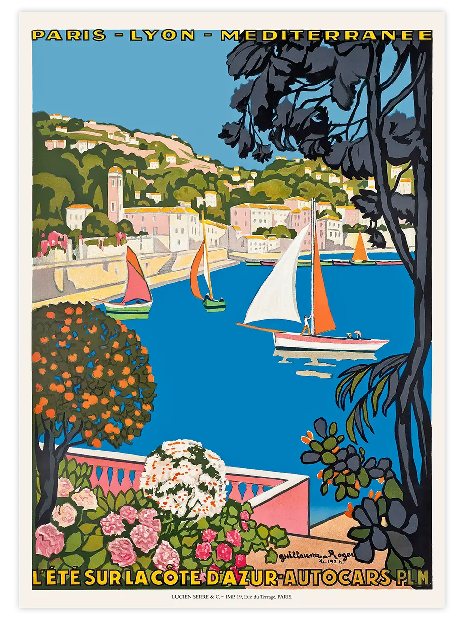 Vintage Cote d’Azur Afiş - Art Print